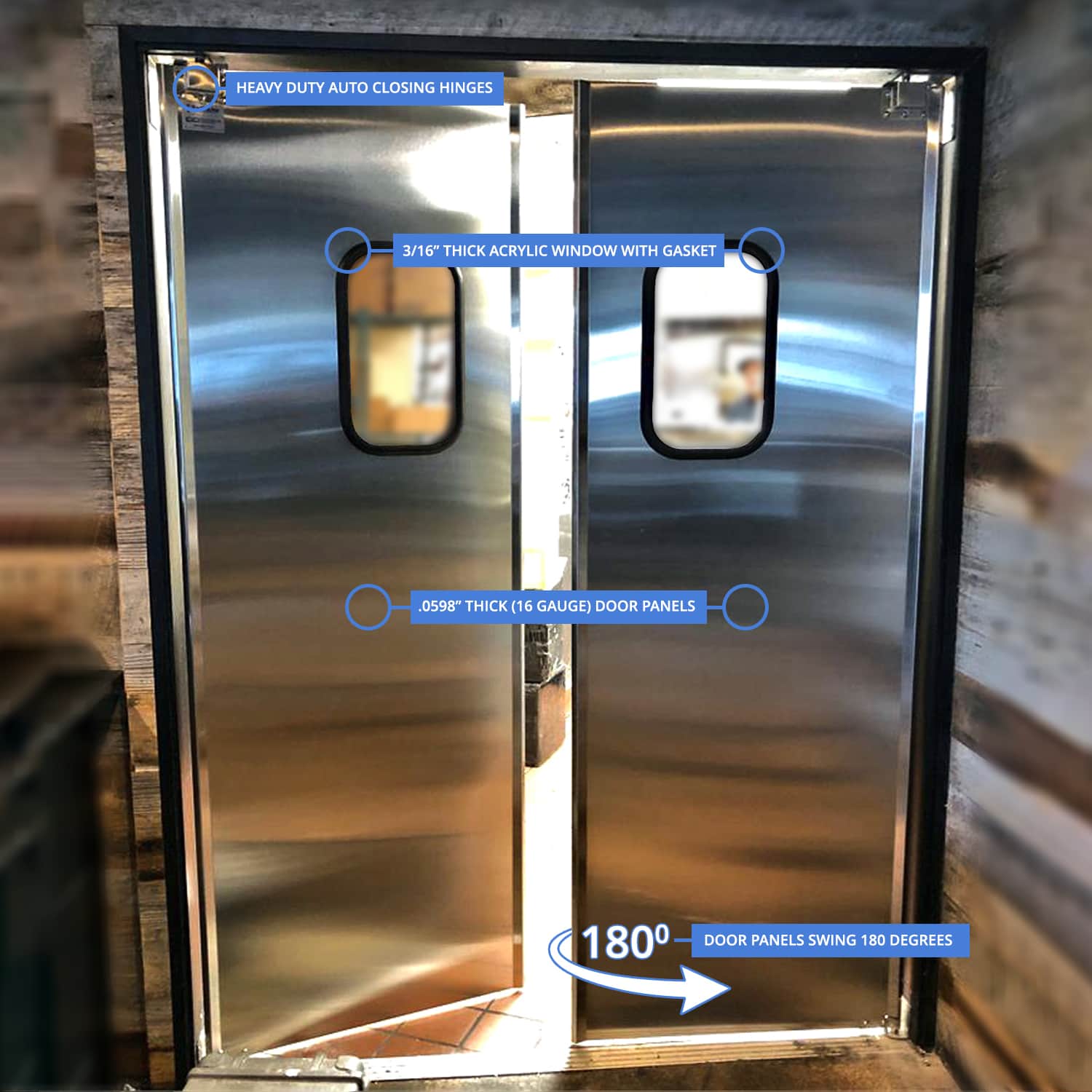 Stainless Steel Swinging Kitchen Traffic Door Desc